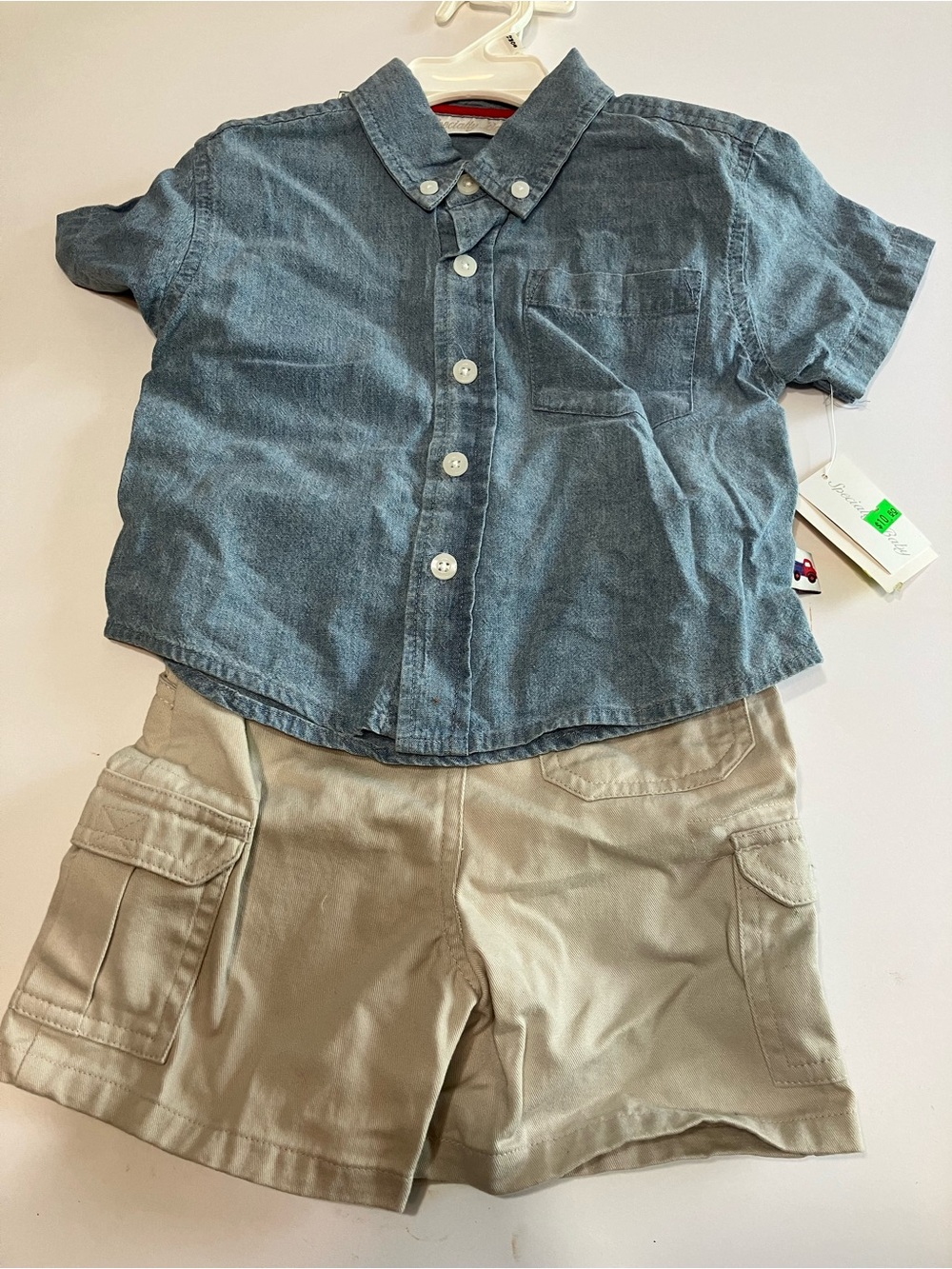 Vintage Specialty Baby Shirt With Shorts Set Blue/Tan 12 Months NEW With Tags